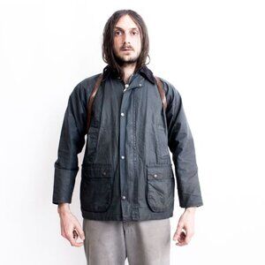 Waxed Cotton Field Jacket in Navy Blue